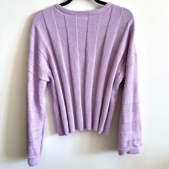 Lilac High Low Cropped Rib Knit Sweater - Picture 3 of 4